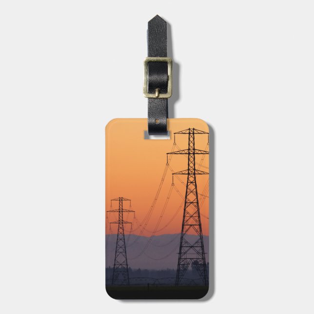 Power Pylons at Sunset Luggage Tag (Front Vertical)