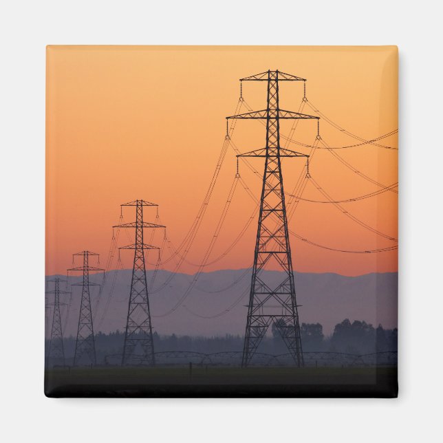 Power Pylons at Sunset Magnet (Front)