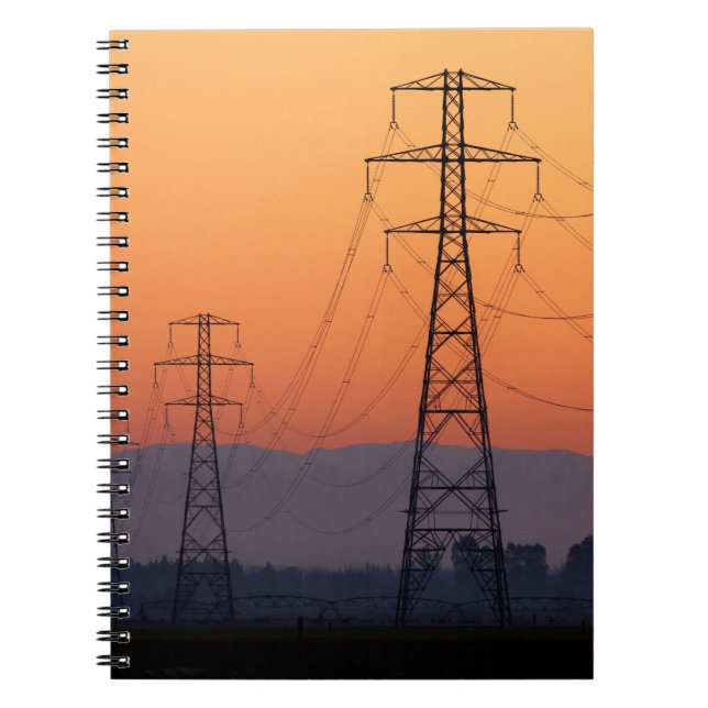 Power Pylons at Sunset Notebook (Front)