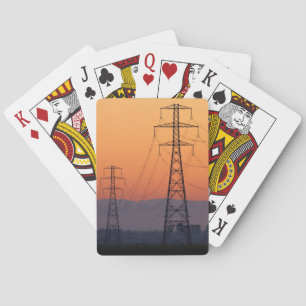 Power Pylons at Sunset Playing Cards