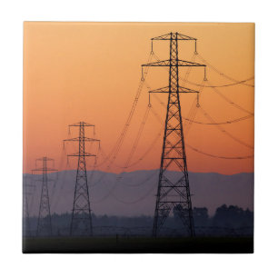 Power Pylons at Sunset Tile