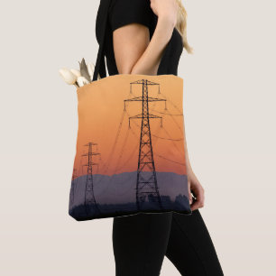 Power Pylons at Sunset Tote Bag
