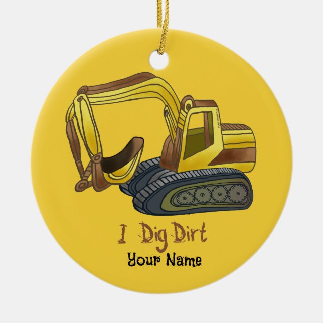 Power Shovel Dig Dirt  Ceramic Tree Decoration (Front)
