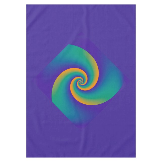 Power Spirals Fractal - orange blue + your ideas Tablecloth (Front)
