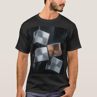 POWER STRENGTH COURAGE VICTORY - Metal Cubes Motiv T-Shirt