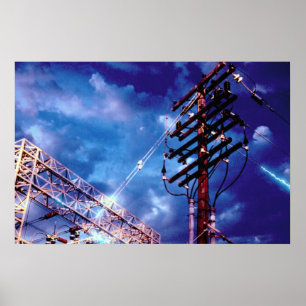 Power substation and pole poster