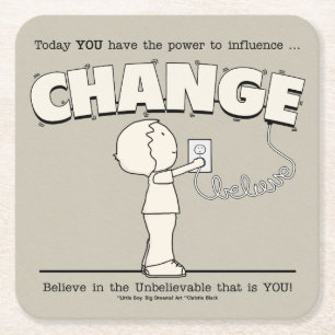 Power To Change Square Paper Coaster