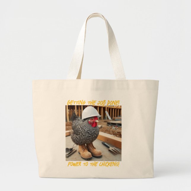 Power to The Chickens! Large Tote Bag (Front)