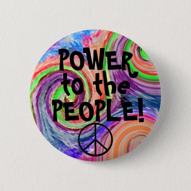 Power To The People-Groovy 6 Cm Round Badge (Front)