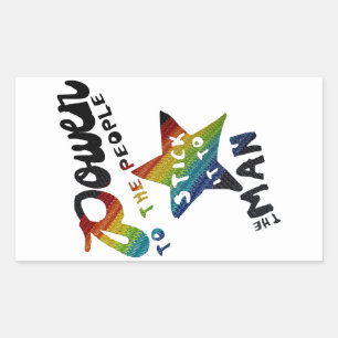 Power To The People (Retro Rainbow Patch) Rectangular Sticker