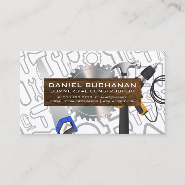 Power Tools | General Contractor | Blue Collar Business Card (Front)