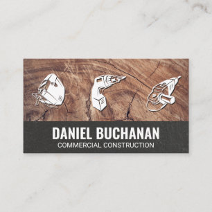 Power Tools Wood and Textured Wall Business Card