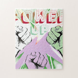 Power Up Cyber Grunge Fist Bump Aesthetic Graphic Jigsaw Puzzle