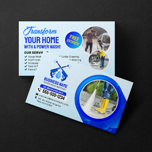 Power Wash House Cleaning Pressure Washing Business Card