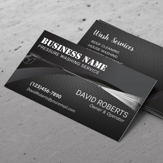 Power Wash Pressure Washing Black Metal Cleaning Business Card (Creator Uploaded)