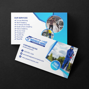 Power Wash Pressure Washing House Cleaning Service Business Card
