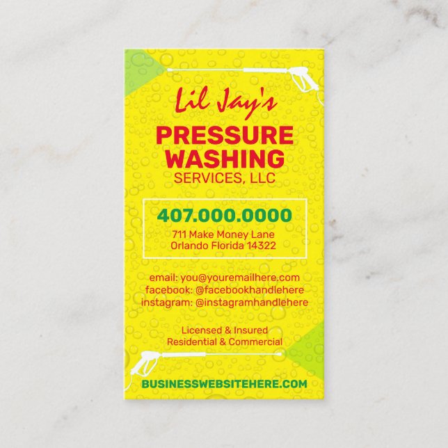 Power Washing & Cleaning Business Card Template (Front)