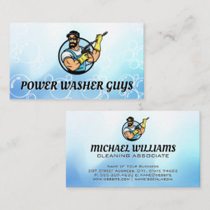 Power Washing Guy Logo   Soap Bubbles  Business Card