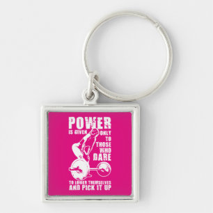 POWER. Women's Weightlifting Workout Motivational Key Ring