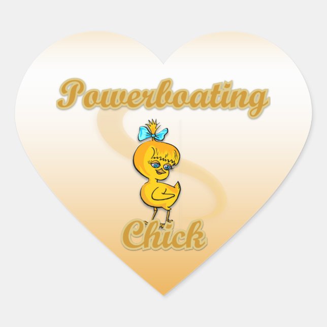 Powerboating Chick Heart Sticker (Front)