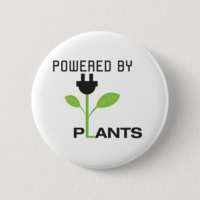 POWERD BY PLANTS 6 CM ROUND BADGE (Front)