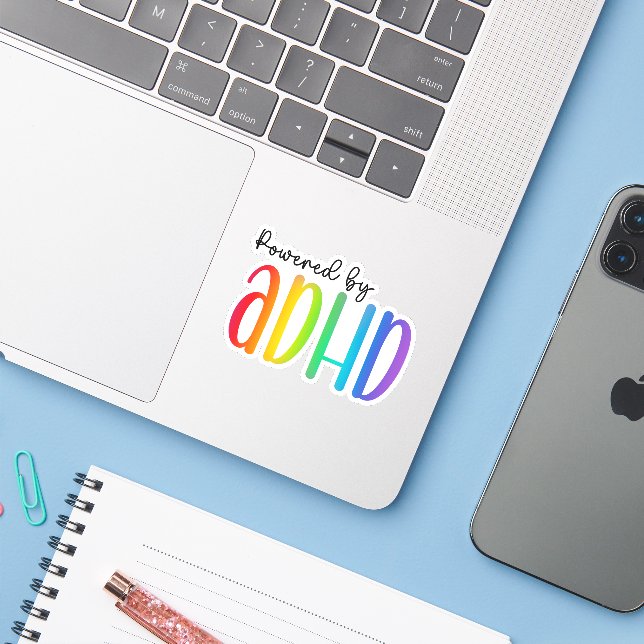 Powered by ADHD | Rainbow Typography (Laptop w/ iPhone)