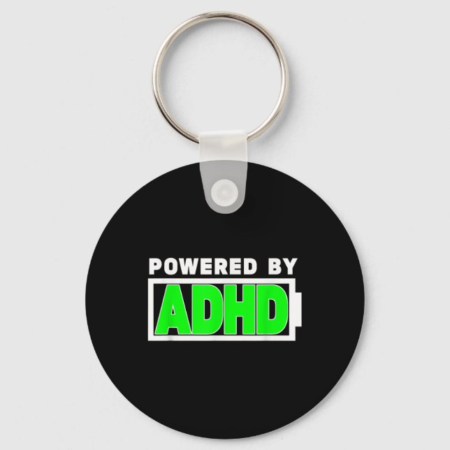 Powered By Adhd Tee Mental Health Awareness  Key Ring (Front)