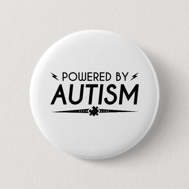 Powered By Autism 6 Cm Round Badge (Front)