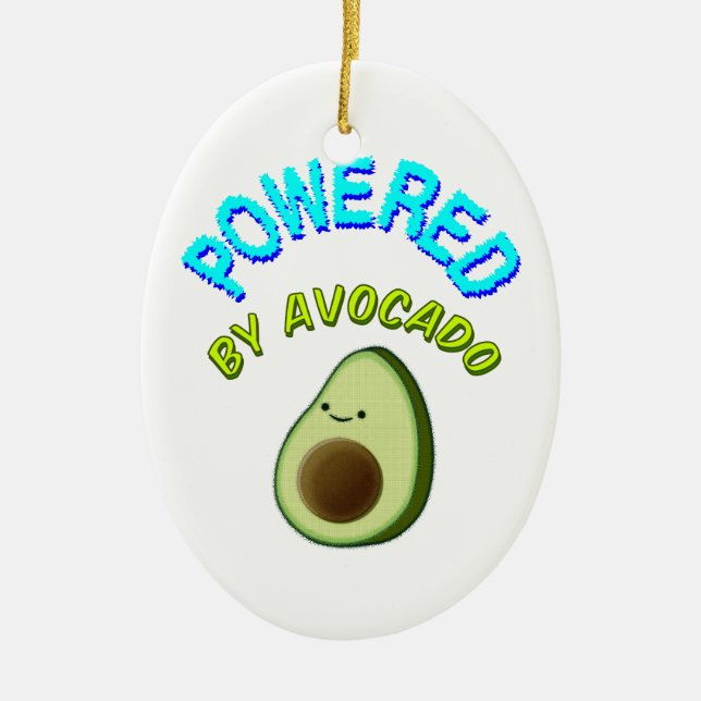 Powered By Avocado Ceramic Tree Decoration (Front)