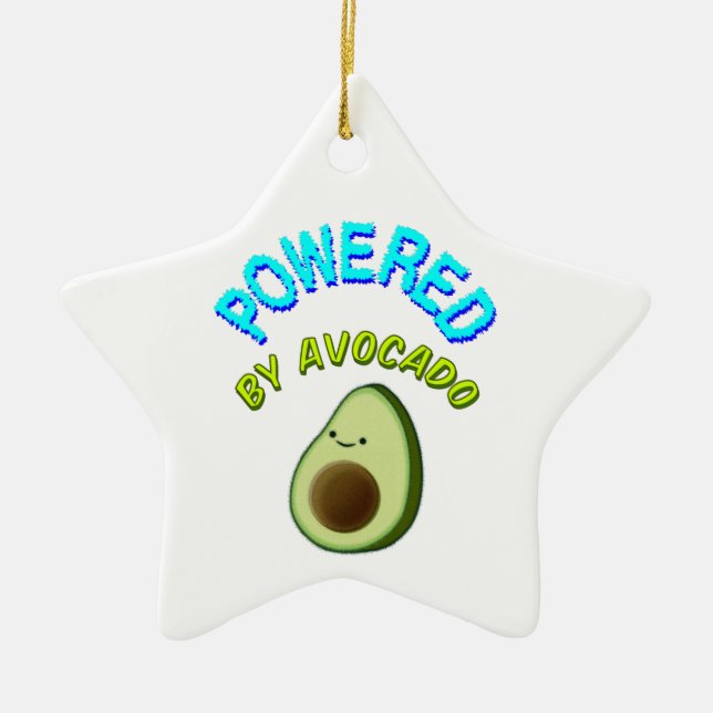 Powered By Avocado Ceramic Tree Decoration (Front)