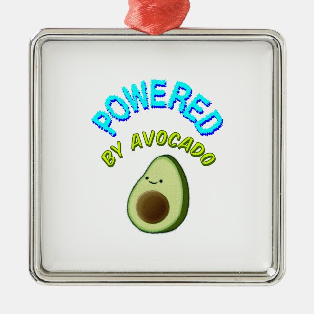 Powered By Avocado Metal Tree Decoration (Front)