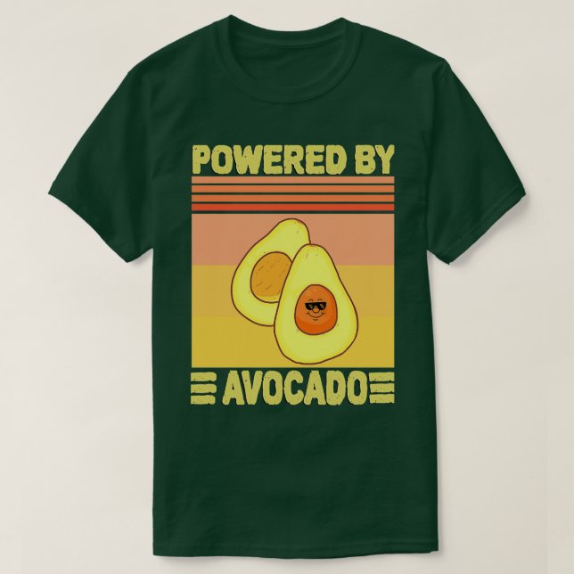 Powered By Avocado Retro T-Shirt (Design Front)