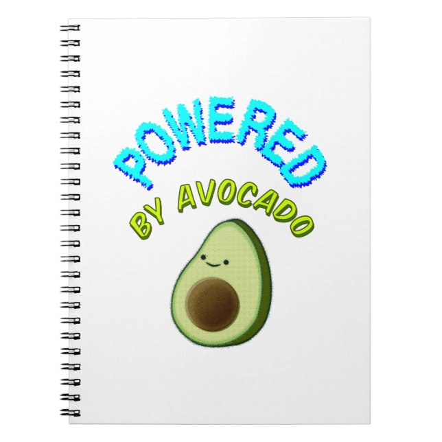 Powered By Avocado Spiral Notebook (Front)