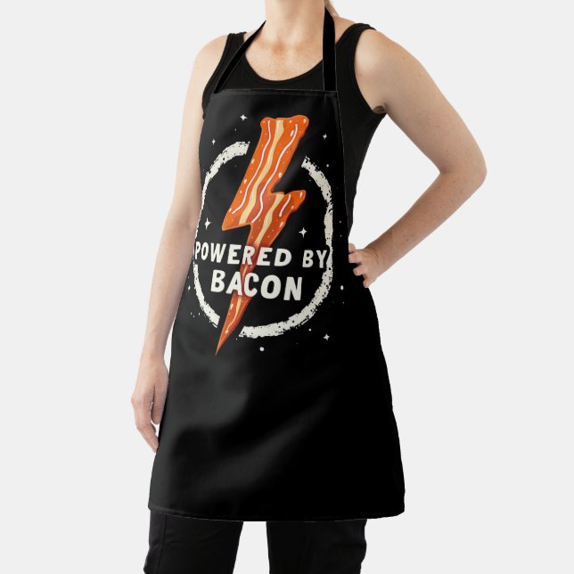 Powered by Bacon Funny Retro Foodie Aesthetic Apron (Insitu)