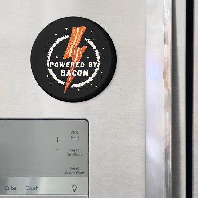 Powered by Bacon Funny Retro Foodie Aesthetic Magnet (In Situ (Fridge))