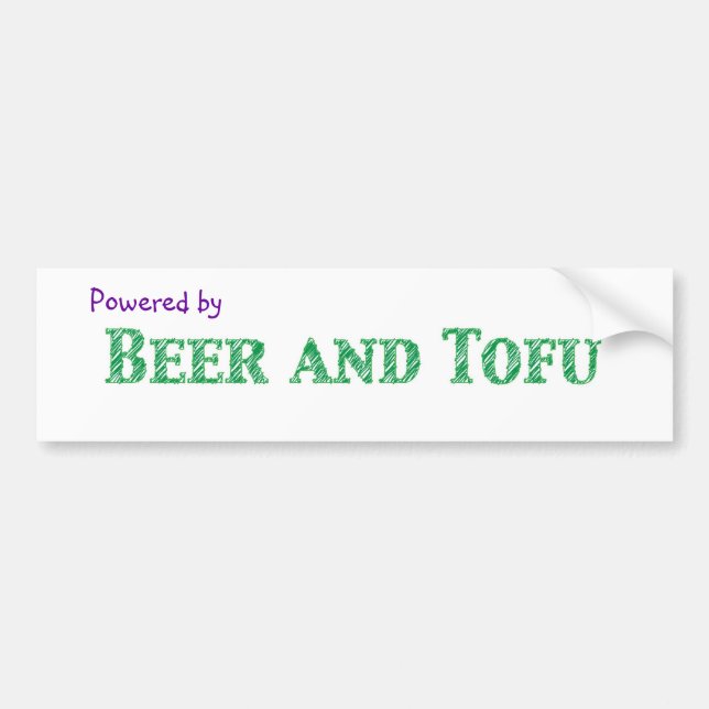 Powered by Beer and Tofu Bumper Sticker (Front)