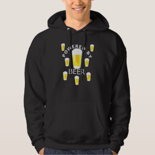Powered By Beer Glasses of Beer Drinking Design Hoodie