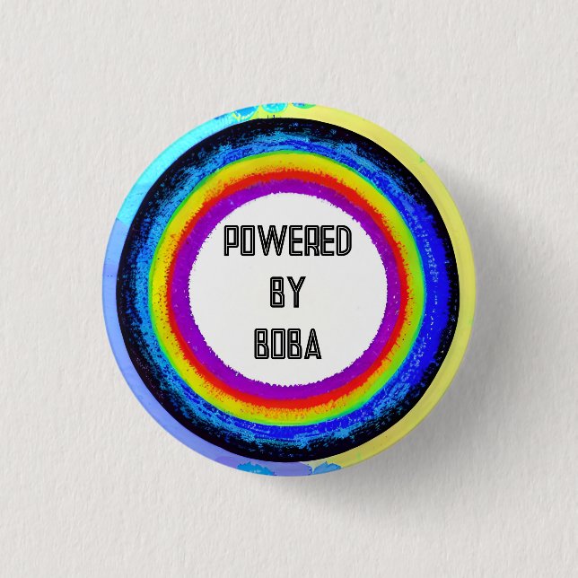 Powered by Boba 3 Cm Round Badge (Front)
