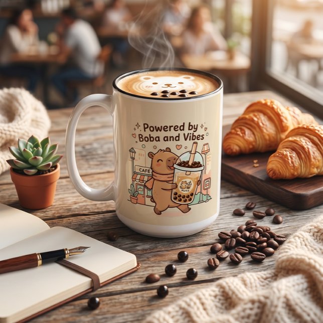 Powered by Boba and Vibes Cute Capybara Mug  (Creator Uploaded)