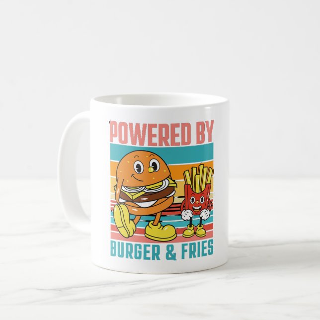 POWERED BY BURGER AND FRIES - FAST FOOD LOVER T-Sh Coffee Mug (Front Left)