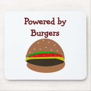 "Powered by Burgers"--funny Hamburger Lover Gifts Mouse Pad