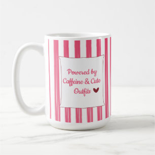 Powered by Caffeine and Cute Outfits Funny Pink Coffee Mug