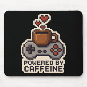 Powered By Caffeine Pixel Art Gamer Coffee Lover G Mouse Pad