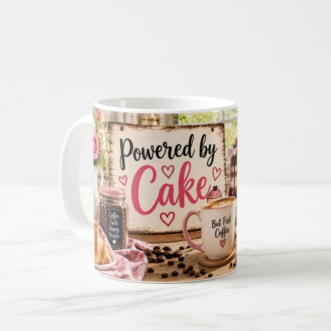 Powered by Cake Pink Baking Mug (Front Left)