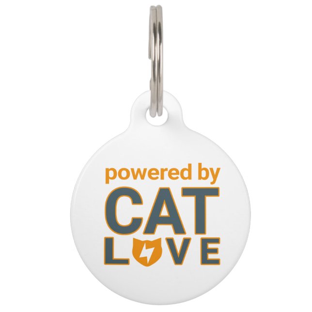 Powered by Cat Love Pet Tag (Front)