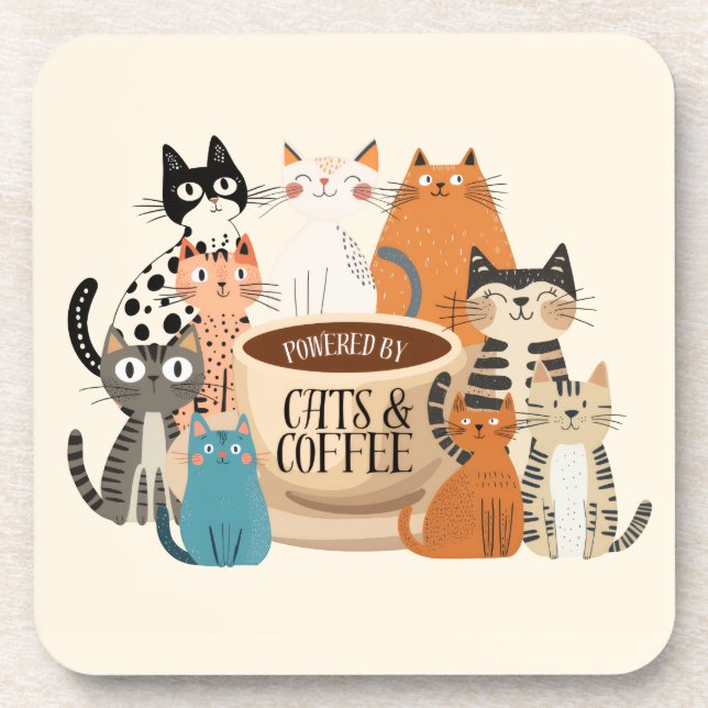 Powered by Cats and Coffee Coaster (Front)