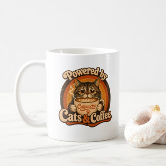 Powered by Cats and Coffee Vintage Cat Lover Gift Mug