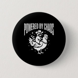 Powered By Chaos - Cute Star Vector Art - Racoon  6 Cm Round Badge