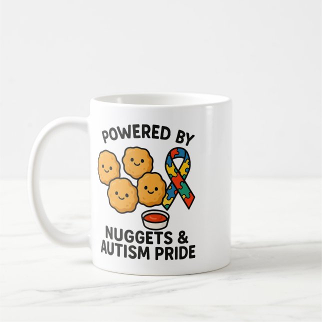 Powered By Chicken Nuggets And Autism Pride Men Wo Coffee Mug (Left)