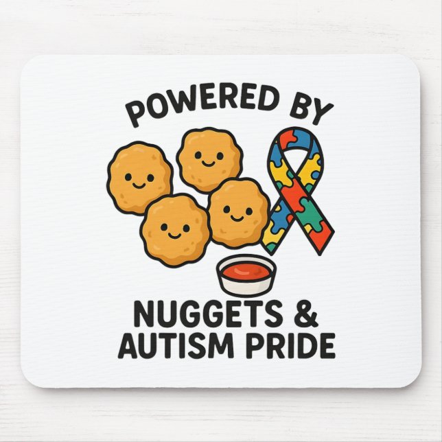 Powered By Chicken Nuggets And Autism Pride Men Wo Mouse Pad (Front)